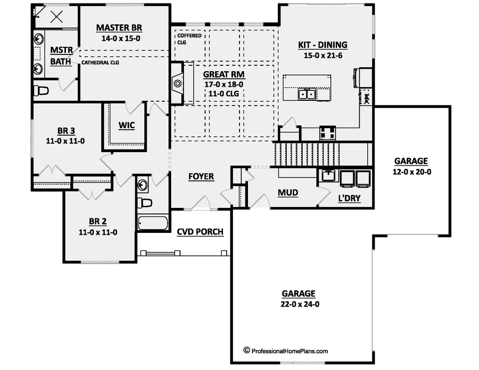The Maple Ridge main level floor plan